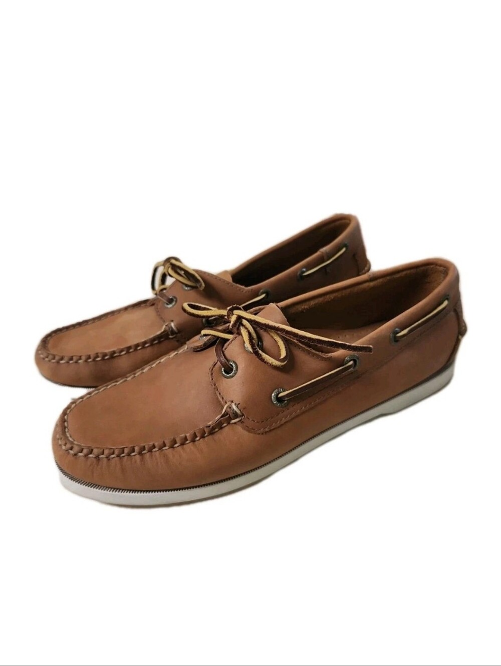 LL Bean Casco Bay Boat Shoes Men's 9.5 M Brown Leather Mocs Loafers Lightly Worn